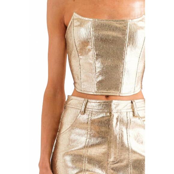 NEW SOFIE THE LABEL leather corset top in gold - Picture 2 of 3